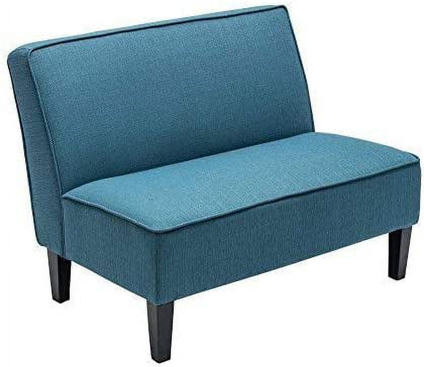 Andeworld Linen Loveseat Sofa Couch Upholstered Small Loveseat for Bedroom Armless Living Room Chairs Cushioned 2-Seater Settee loveseat (Blue)