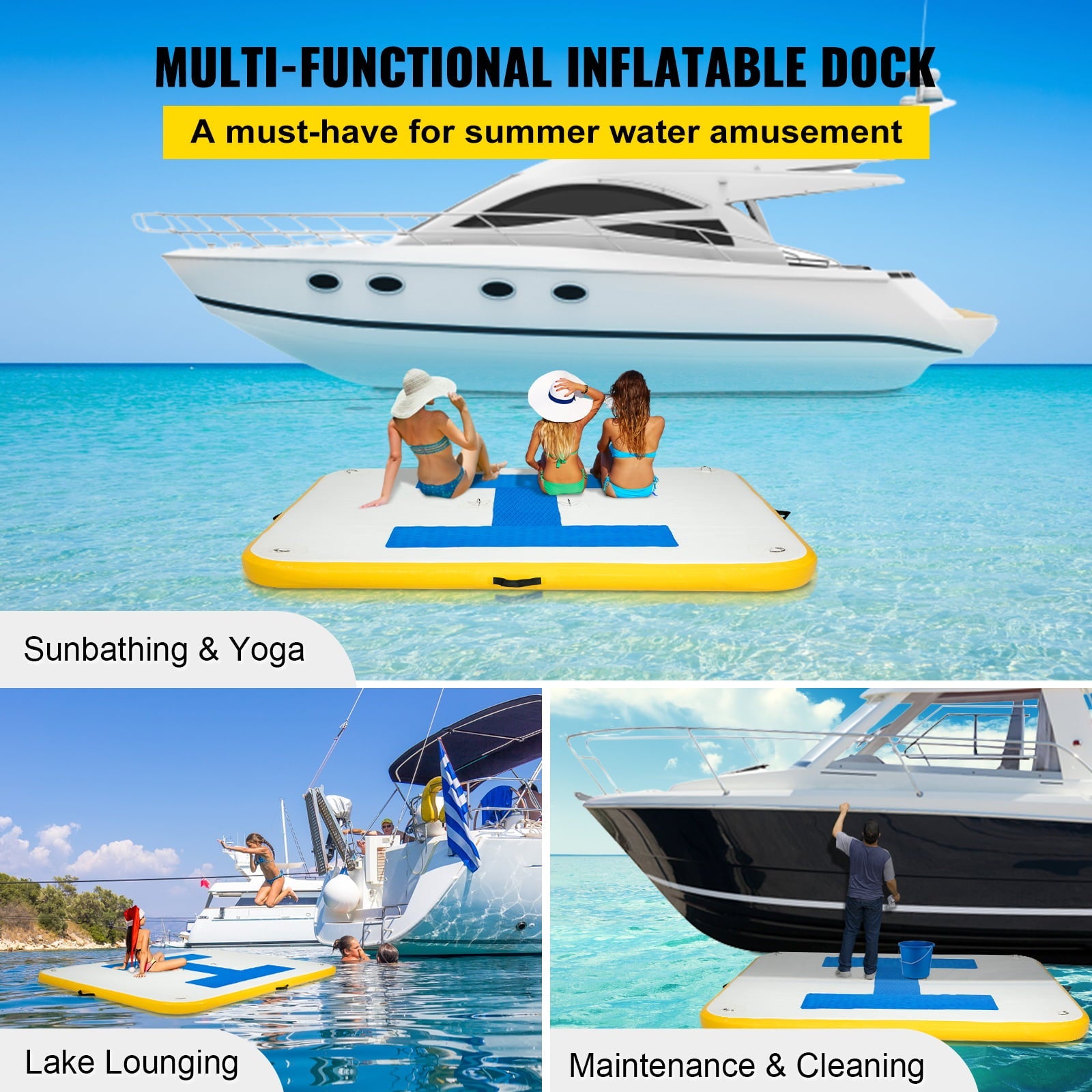 BENTISM Inflatable Dock Platform, Inflatable Floating Dock 6x5 ft with Electric Air Pump
