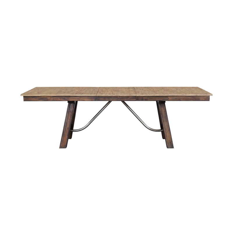 Intercon Furniture Transitional Wood Trestle Dining Table in Driftwood/Sable
