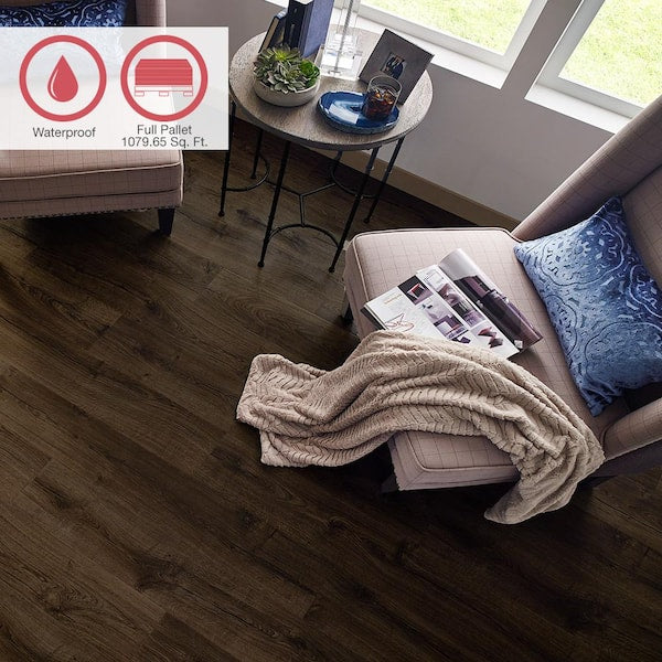 Outlast+ Vintage Tobacco Oak 12 mm T x 7.4 in. W Waterproof Laminate Wood Flooring (1079.7 sqft/pallet)