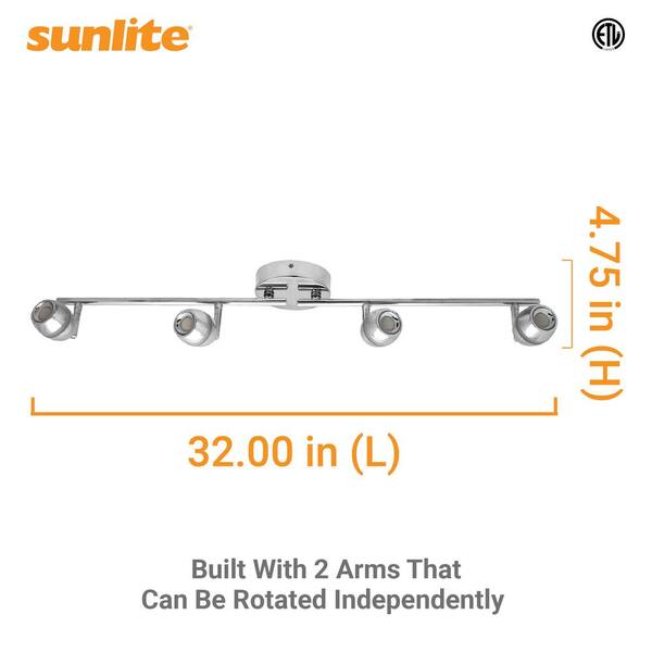 2.6 ft. Chrome Integrated LED Ceiling Mounted Hardwired Track Lighting Kit with Round Chrome Head