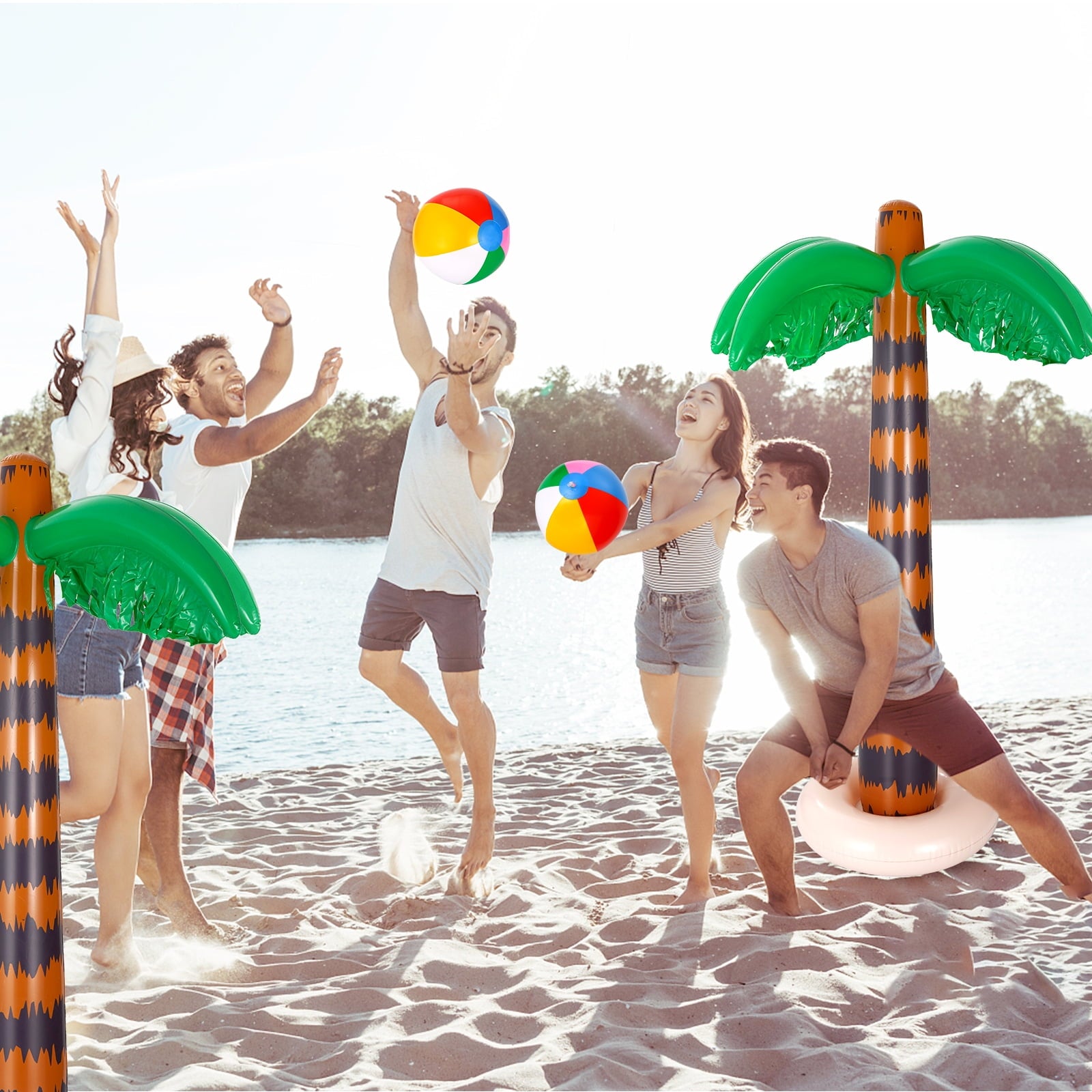 Ucradle Pool Blaster Swimming Pool Raft Float Inflatables Toy with Beach Balls, 9 Pack