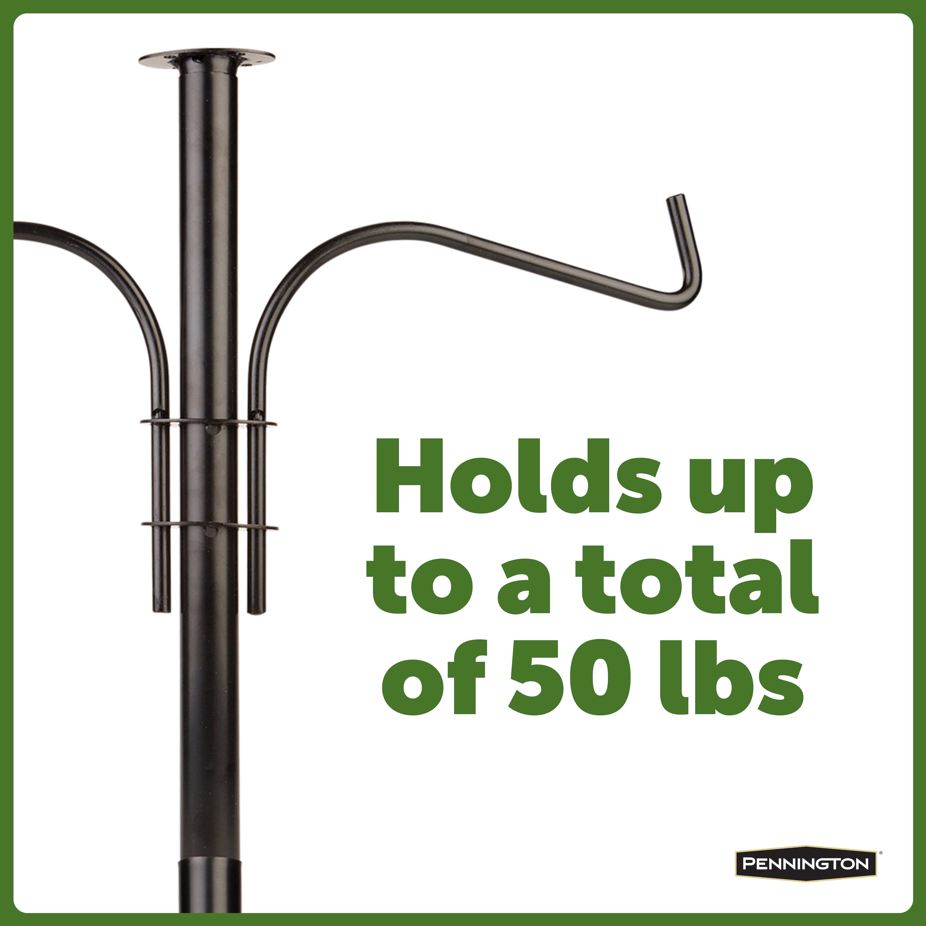 Pennington Premium Wild Bird Feeder Pole Plus, 5 feet Installed Height, Black