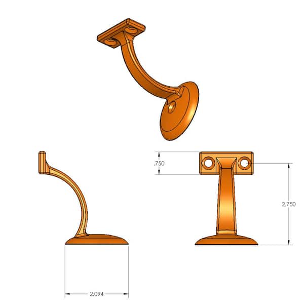 Stair Parts 2-3/4 in. x 2-1/16 in. Black Aluminum Alloy Heavy Duty Wall Rail Mounting Bracket