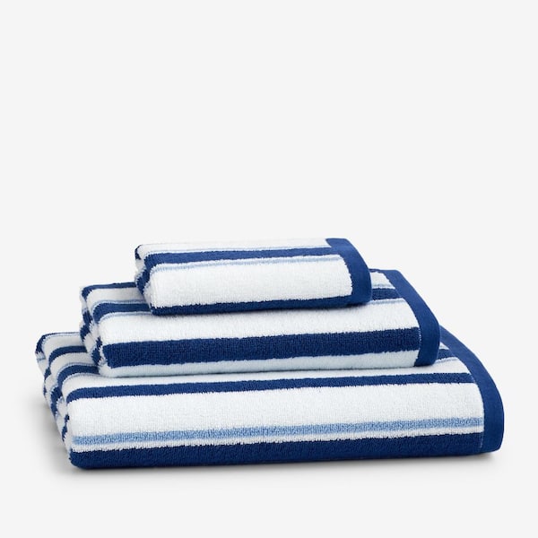 Company Kids Stripe Yarn-Dyed Blue Striped Cotton Single Bath Towel