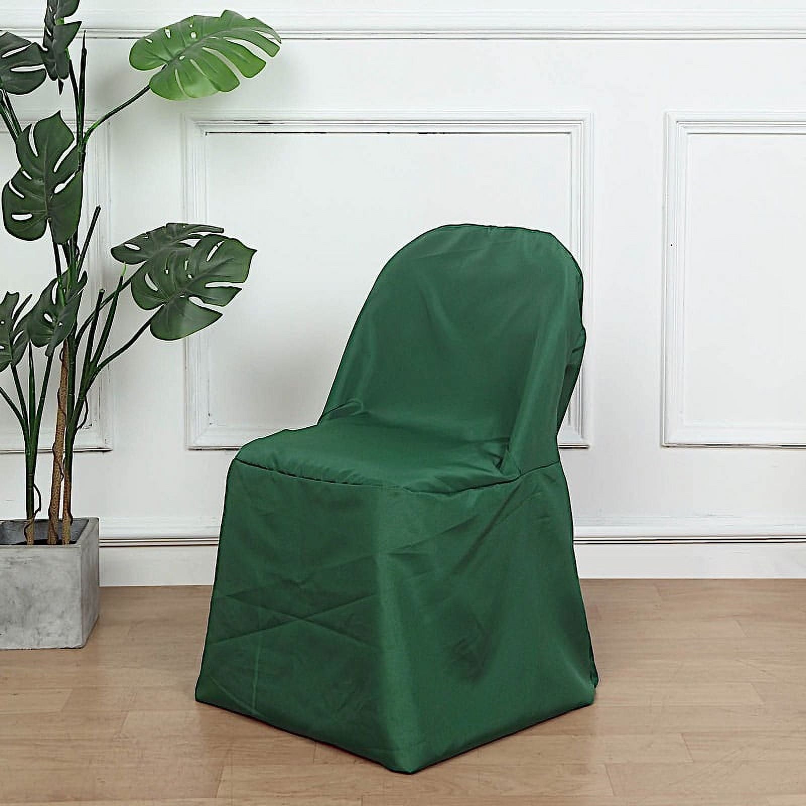 BalsaCircle Hunter Green Solid Polyester Folding Flat Chair Cover Slipcover Party Wedding