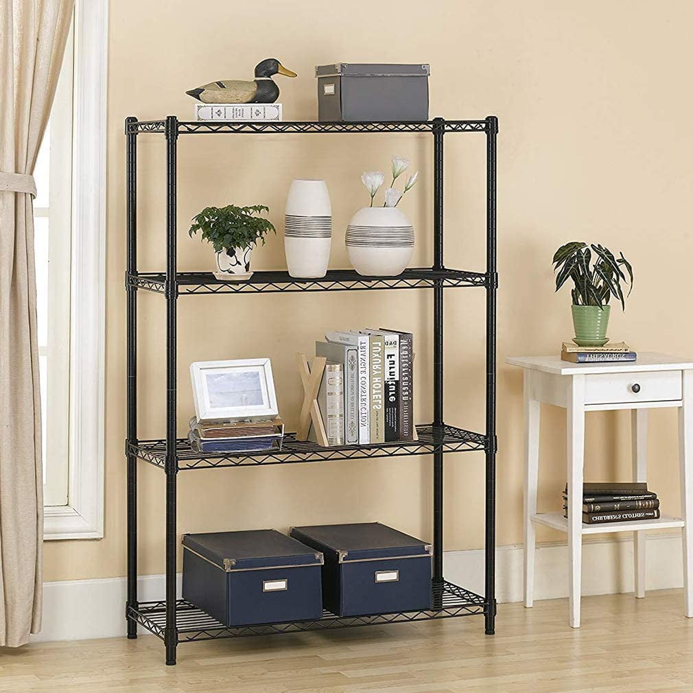 BestOffice 4 Shelf Wire Shelving Metal Large Storage Shelves Heavy  Adjustable Utility Commercial Grade Steel Layer Shelf