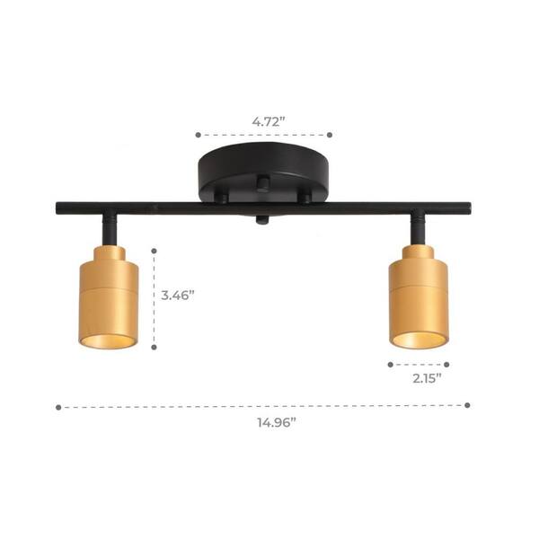 Modern 1 ft. 2 Head-Light, Gold, Integrated LED Fixed Track, Lighting Kit with Rotating Heads