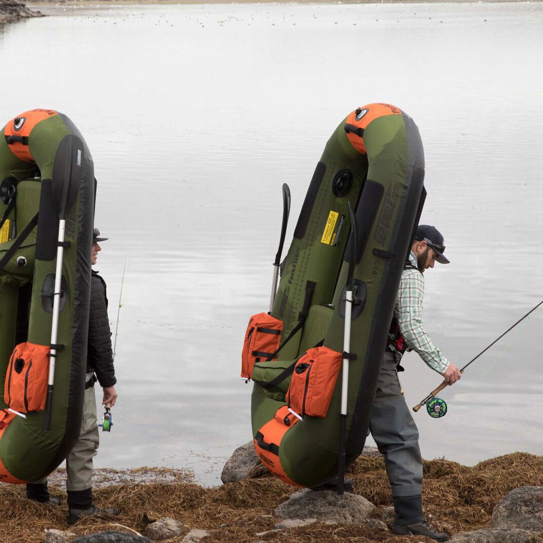 Sea Eagle PackFish7 Deluxe Frameless Inflatable Angler Kayak Fishing Boat, Green