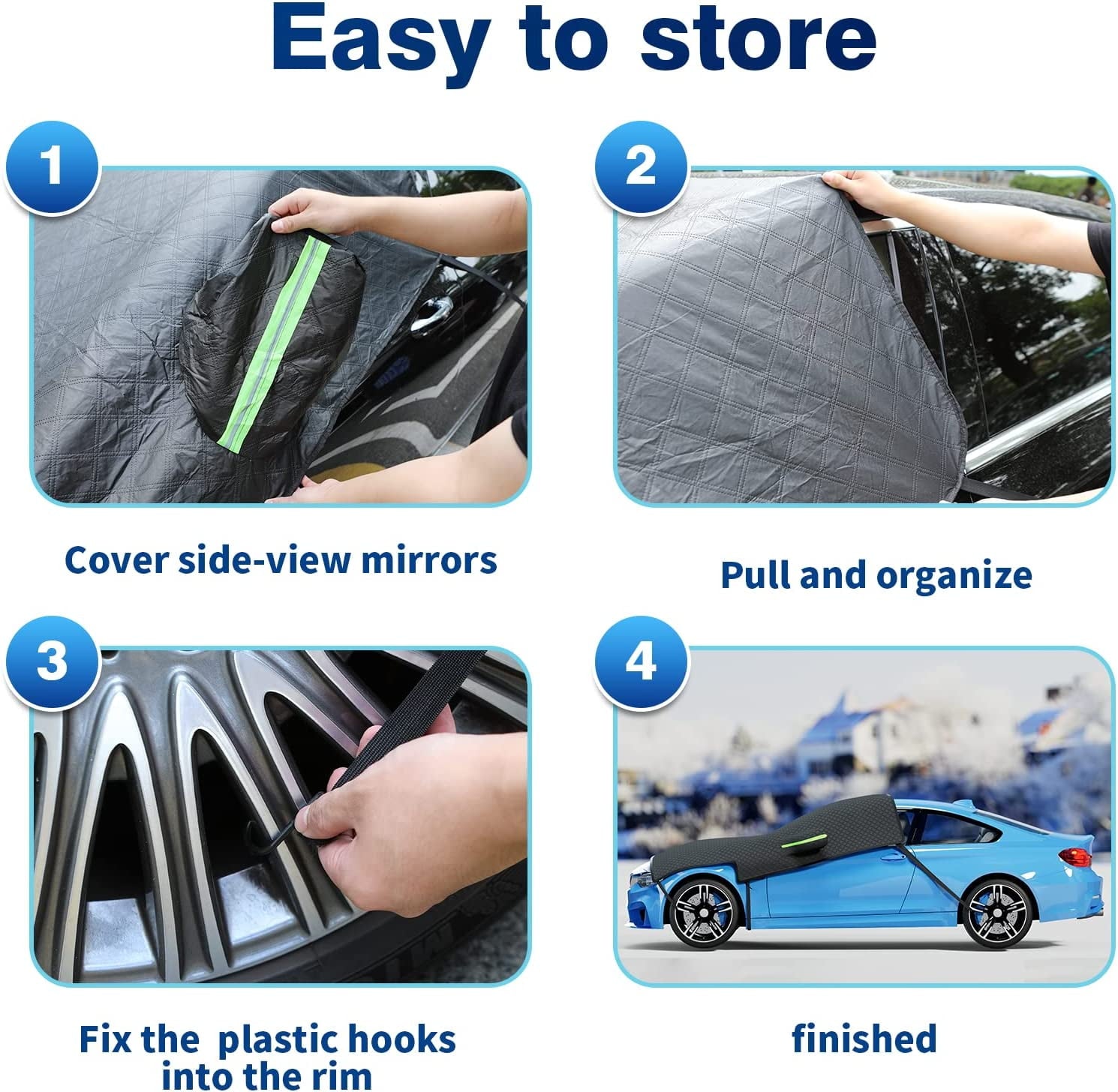 Uervoton Windshield Cover for Ice and Snow, Overall Upgrade Advanced Materials Car Windshield Snow Cover for Rain, Ice and Frost, Car Hood Wiper Mirror Waterproof Windshield Cover for Most Vehicles