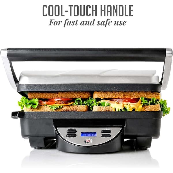 GP1000BR 1500 W Brushed Nickel Non-Stick Panini Press