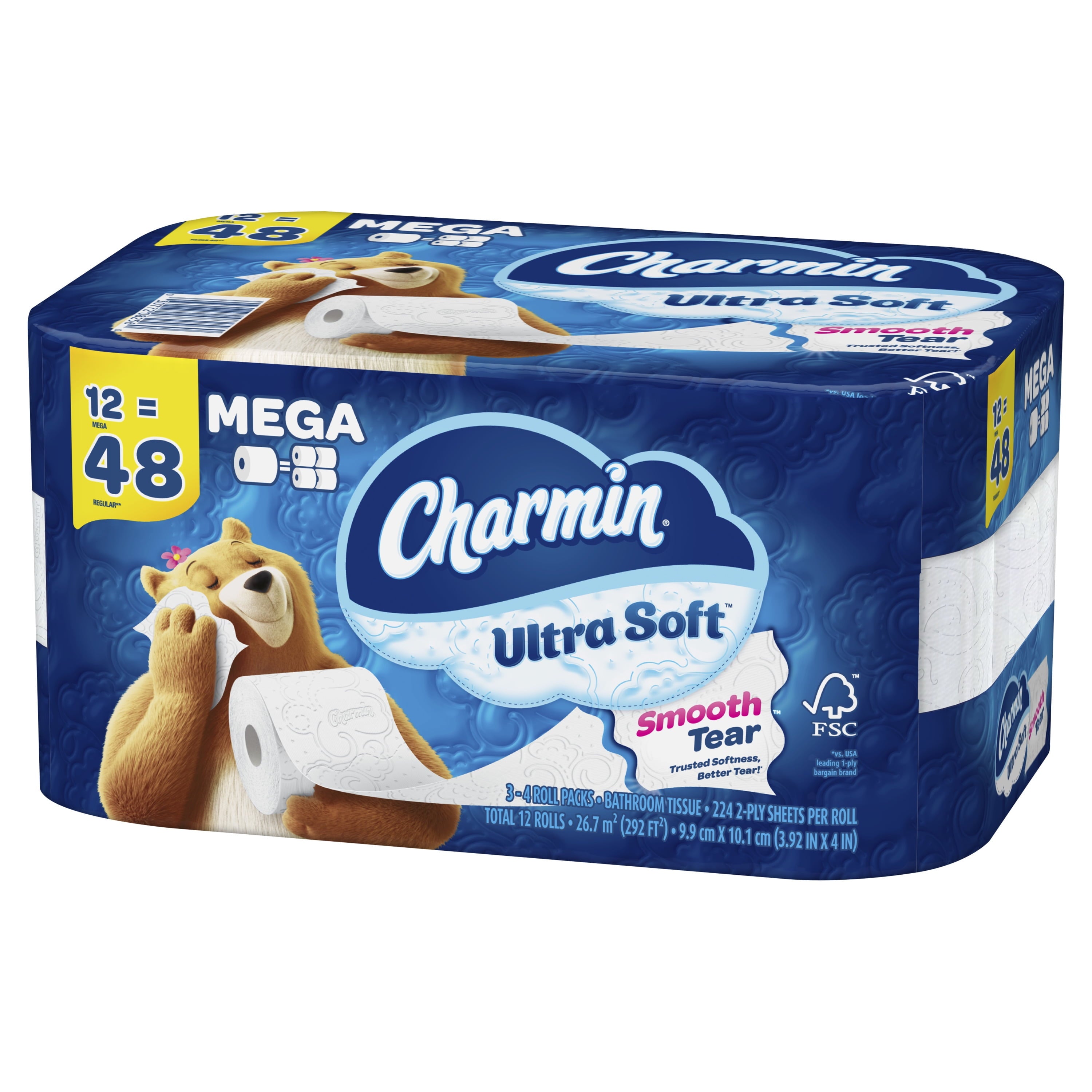 Charmin Ultra Soft Toilet Paper 12 Mega Rolls, 224 Sheets per Roll, 2688 Total Sheets