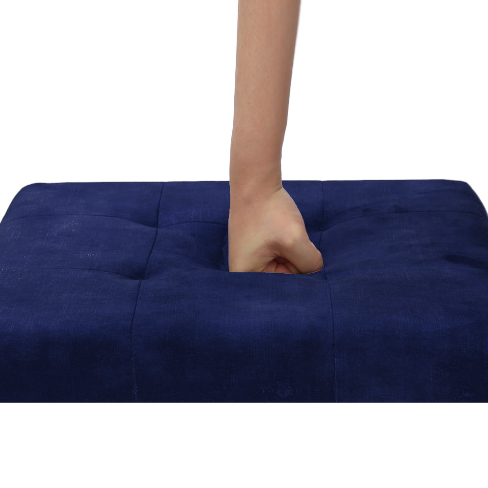 GIA Design Group 17 inch Tufted Square Ottoman with Metal Frame, Navy Blue, Set of 2