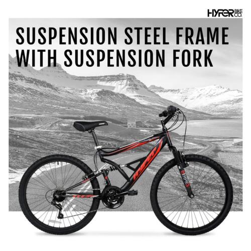 26" Shocker Mountain Bike Black/Red 18-Speed Full Suspension Hyper Trail Hike