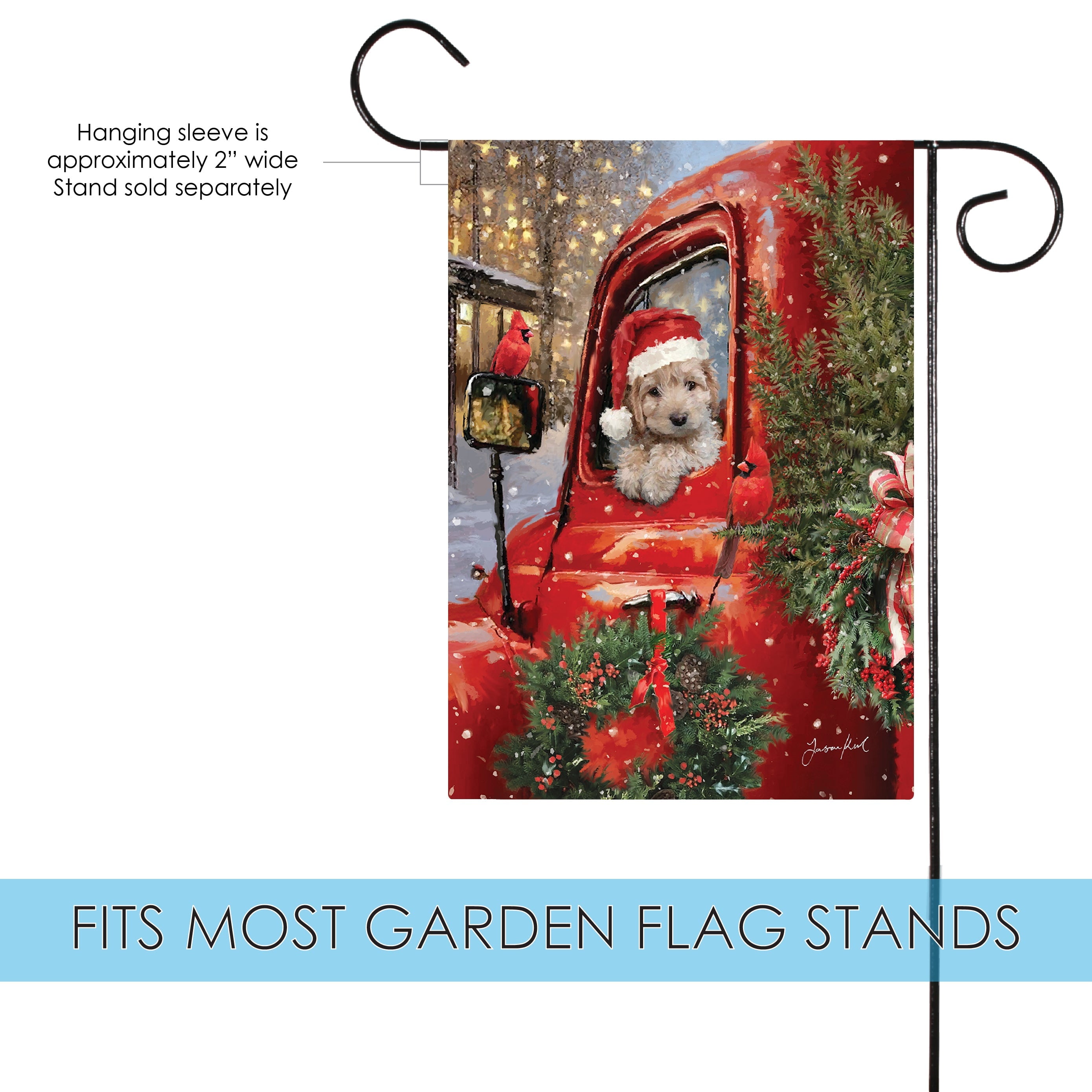 Toland Home Garden Christmas Puppy Winter Christmas Flag Double Sided 12x18 Inch