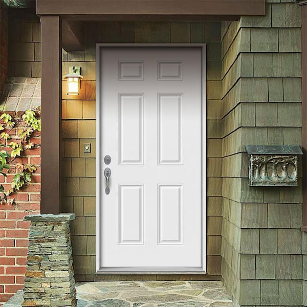 36 in. x 80 in. 6-Panel Primed Steel Prehung Right-Hand Inswing Front Door