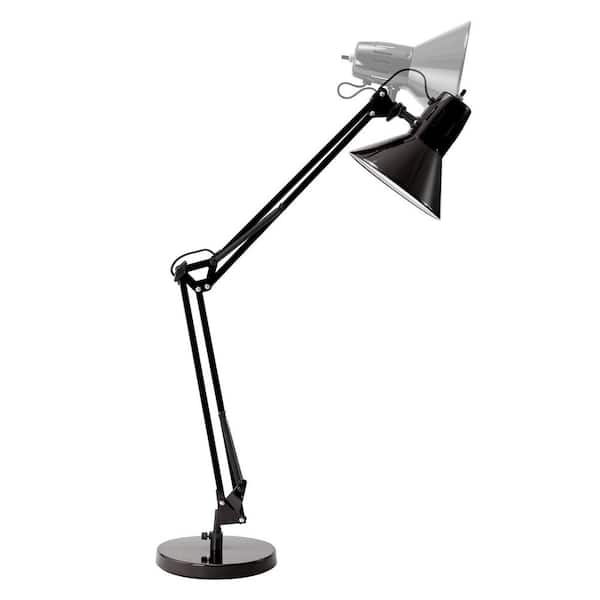 17 in. Black Desk Lamp with Metal Swing Arm
