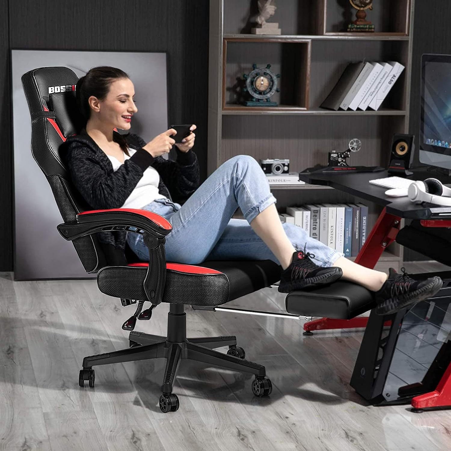 SEYATPOOL Video Game Chairs with footrest,Gamer Chair for Adults,Big and Tall Gaming Chair 400lb Capacity,Gaming Chairs for Teens,Racing Style Gaming Computer Chair with Headrest and Lumbar Support