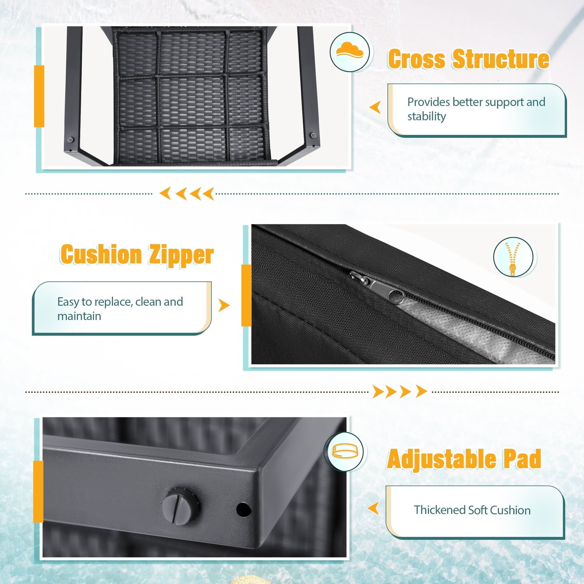 Lacoo 3 Pieces Patio Conversation Set PE Rattan Bistro Chairs Set of 2 with Coffee Table, Black