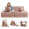 10Pcs Kids Sofa for Bedroom Playroom, Wanan Modular Toddler Couch Fold Out Couch Play Sofa for Boys Girls, Kids Sofa Couch Convertible Sofa Kids Foam Couch, Gray