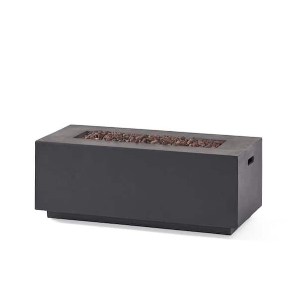 Mayfair Dark Gray Rectangular Stone Fire Pit (No Tank Holder)