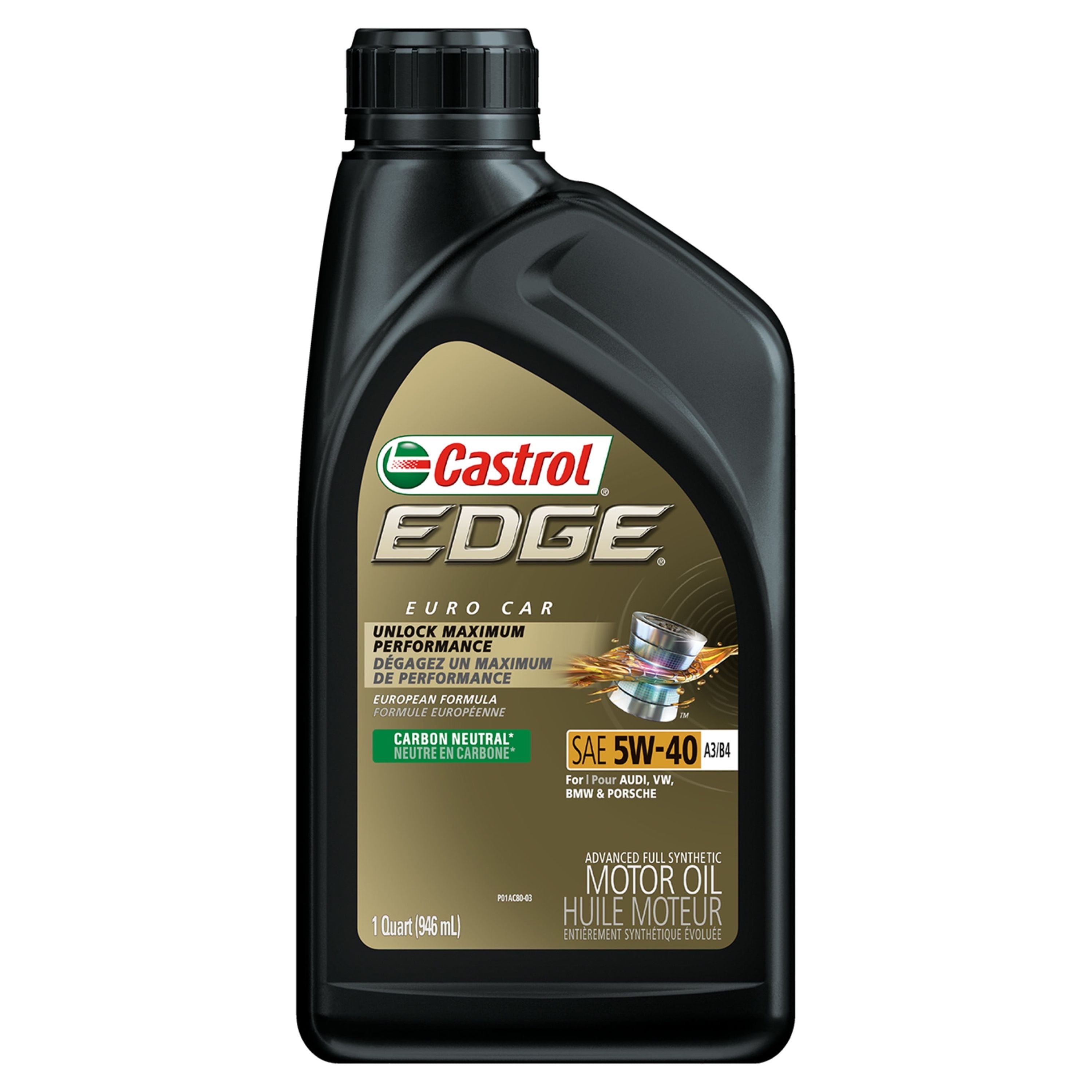 Castrol EDGE Euro 5W-40 A3/B4 Advanced Full Synthetic Motor Oil, 1 Quart
