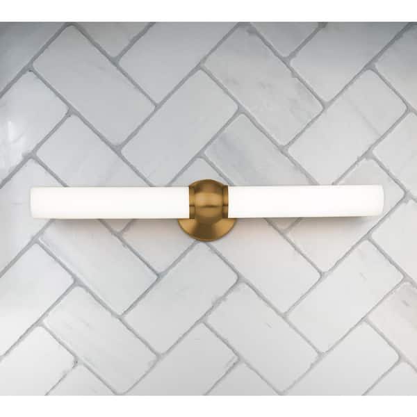 Juliet 27 in. Aged Brass LED Vanity Light Bar and Wall Sconce, 3000K