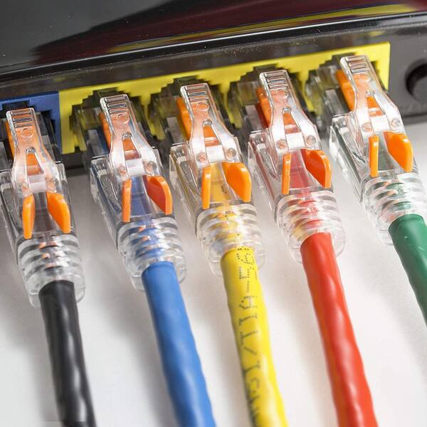 10 ft. Lockable CAT6 Patented Net-Lock Network RJ45 Patch Cable and Snaggles, Assorted Color w/10 Insert (5-Pack)