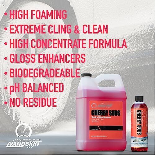 Nanoskin CHERRY SUDS Foaming Car Wash Concentrated Shampoo 5 Gallons for Foam...
