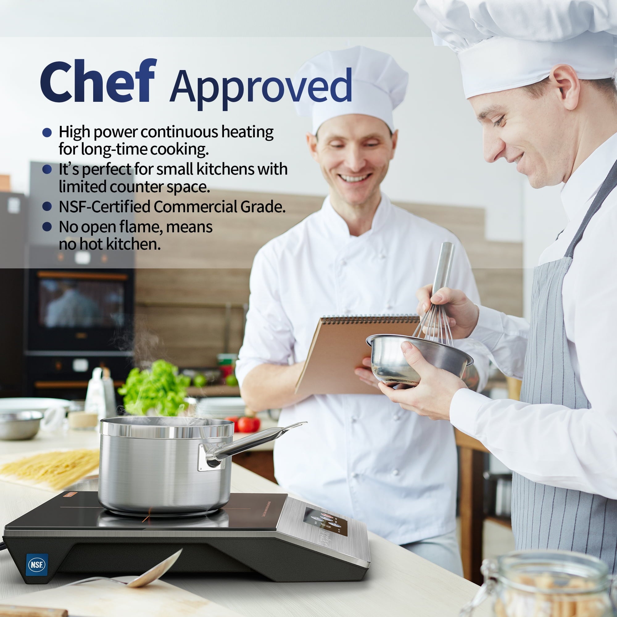 ChangBERT 1800W Portable Commercial Induction Cooktop NSF Certified Pro Chef Professional Countertop Stainless Steel Duralble Induction Burner