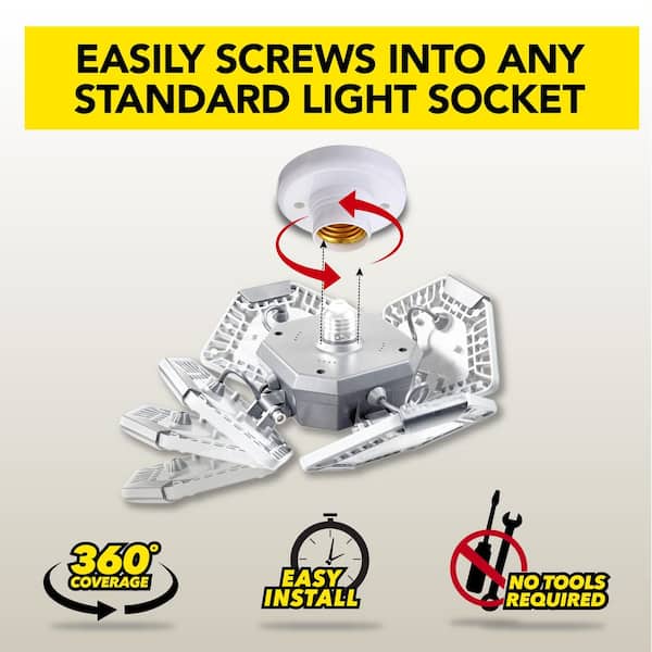 QuadBurst 10.6 in. 192 High Intensity LED 5500 Lumens White Flush Mount Ceiling Garage Light with 4 Adjustable Heads