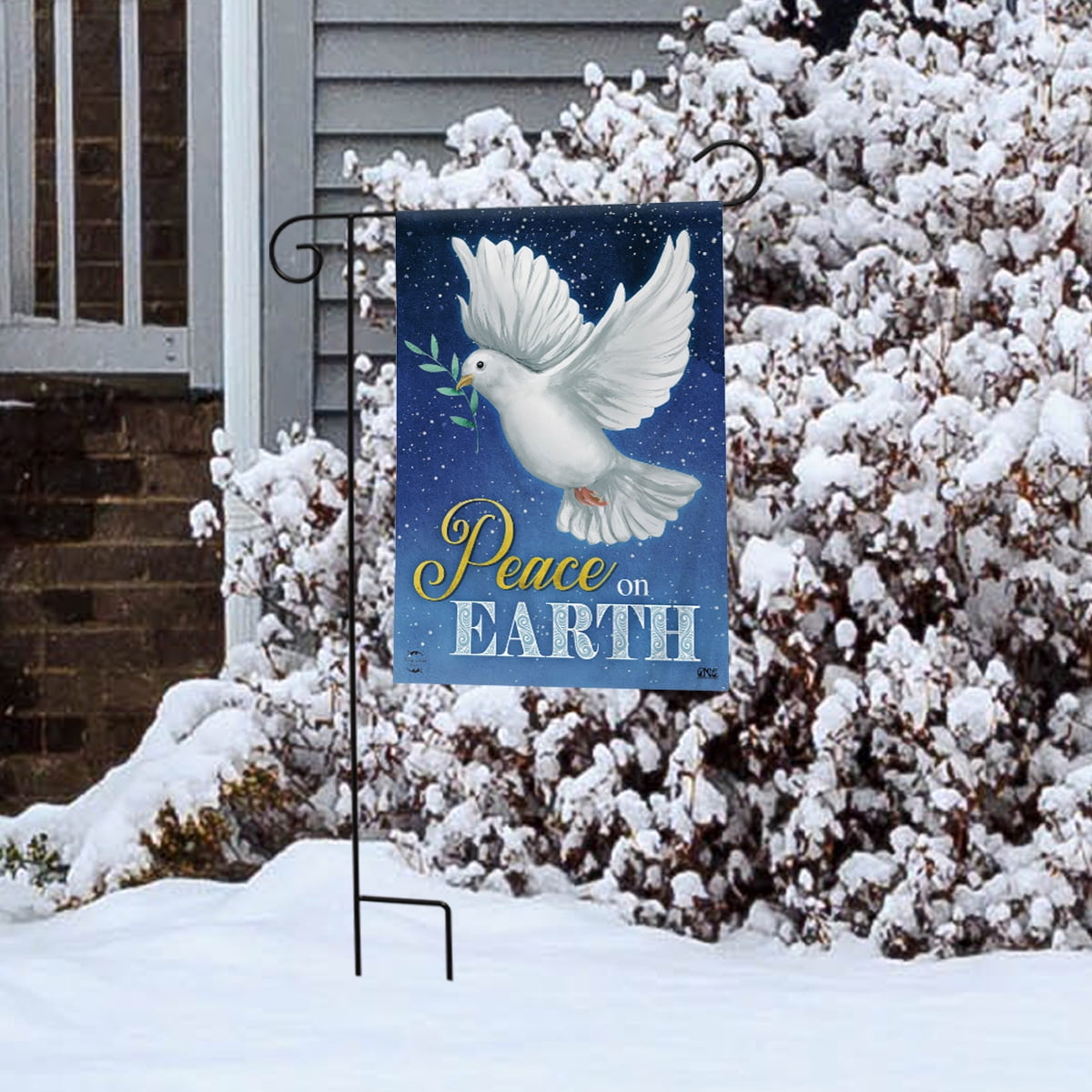 Peace on Earth Dove Christmas Garden Flag Olive Branch 12.5