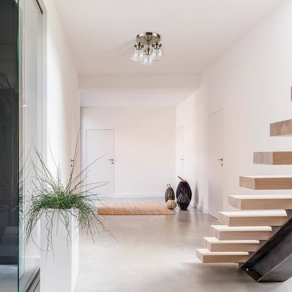 Gerard 1.53 ft. 3-Lights Antique Brass Fixed Track Lighting Kit with Clear Glass Shades, Bulbs Included