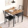 Yesfashion 5 Piece Kitchen Table Set, Metal and Wood Rectangular Dining Room Table Set with 4 Upholstered Chairs
