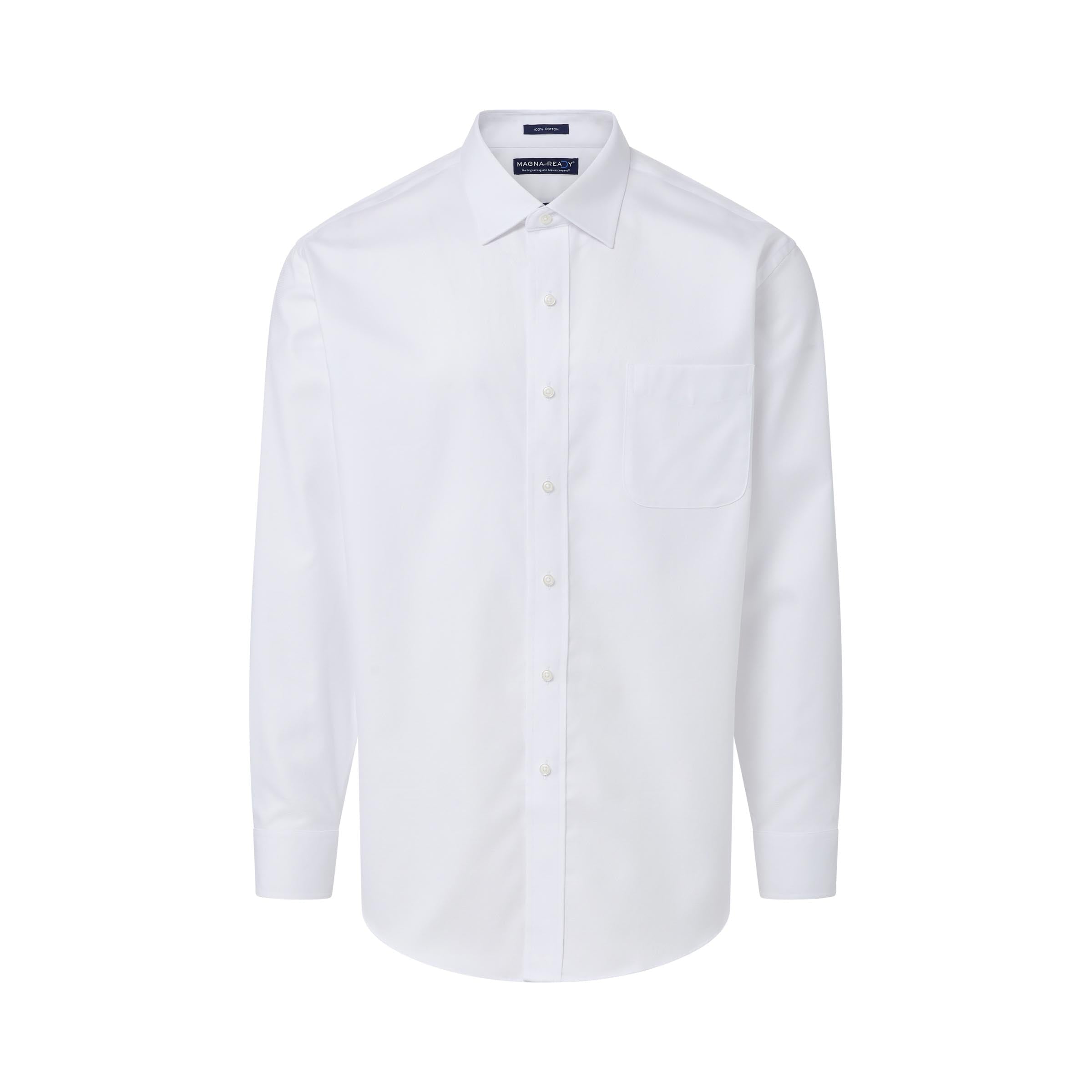 MagnaReady Men's Adaptive Long Sleeve White Ryan Dress Shirt with Magnetic Closures