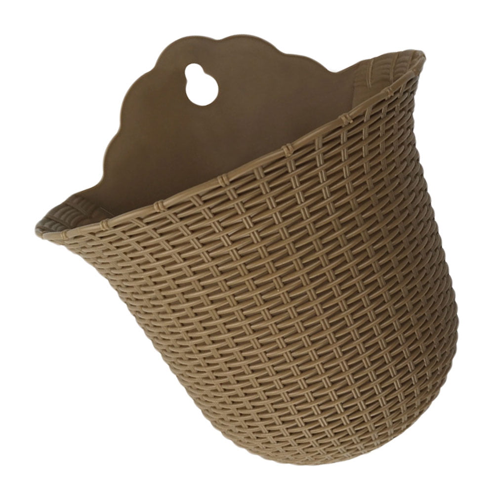 NUOLUX Wall Hanging Pot Flower Planter Pot Flowers Half Mount Hanger Potsbalcony Fence Round Braided Nest Bird Basket Pocket
