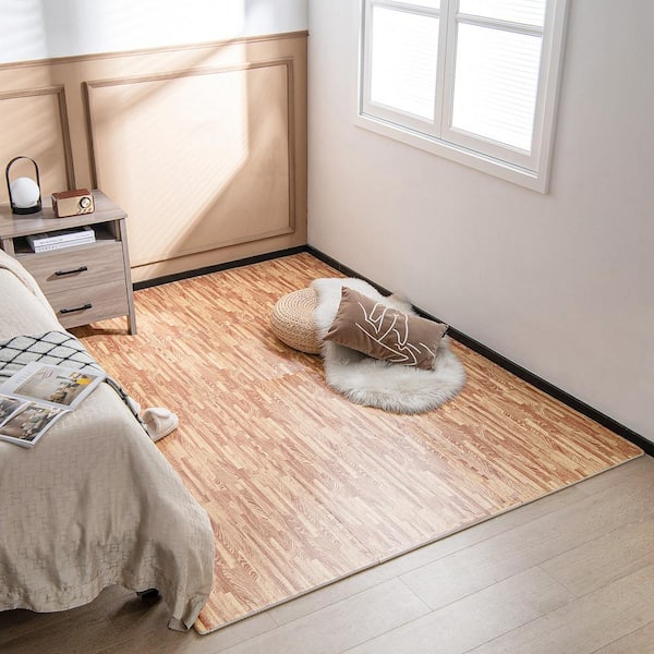 12PC Natural 24 in. W x 24 in. L EVA Gym Flooring Mats Printed Foam Tiles (Total of 48 sq. ft.) (1-Pack)