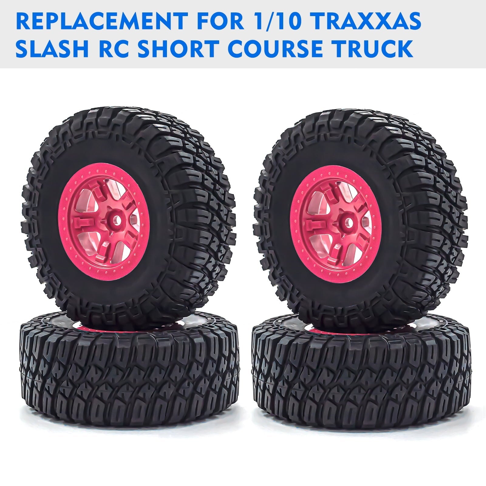 RC Crawler Rubber Tires RC Car Tires 4pcs 12mm Hex Replacement for 1/10 RC Short Course Truck