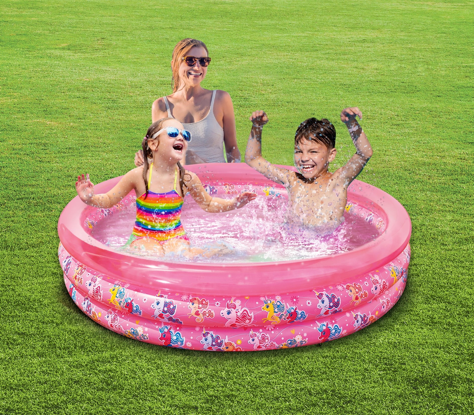 Play Day 3 Ring Unicorn Pool, Pink