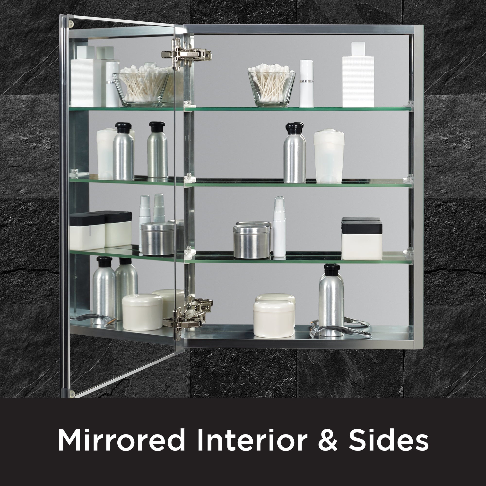 Designer Series by Zenith Aluminum Beveled Mirror Medicine Cabinet, 20 x 26 in., Frameless