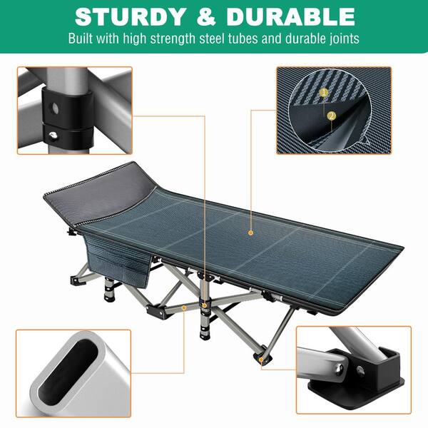 Heavy-Duty Sleeping Cots With Carry Bag, Double Layer Oxford Portable Folding Camping Cot For Home, Office And Outdoor