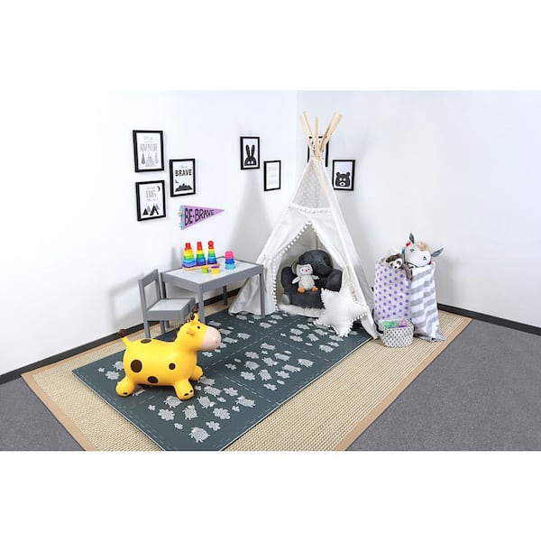 Reversible Sheep/Black Children's Designer 24 in. x 24 in. x 0.47 in. Foam Mats (4-Pack)