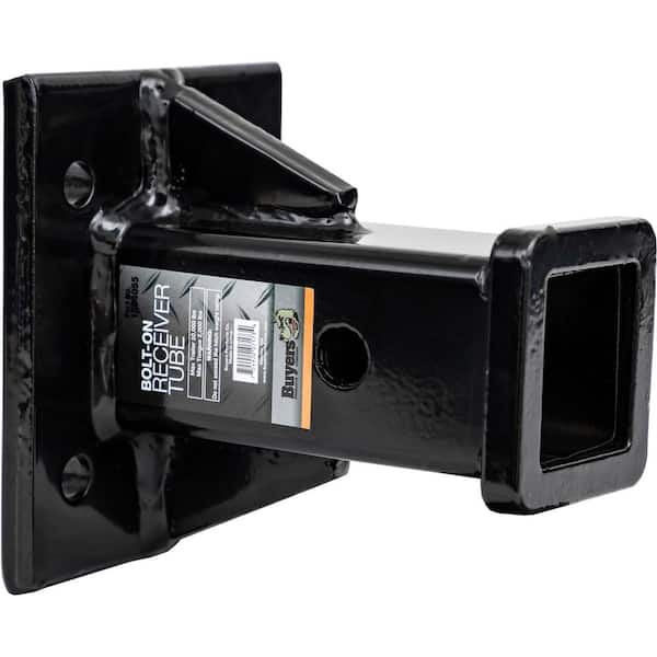 Black Receiver Tube 2 in. I.D. x 6 in. L Welded to 1/2 in. Mounting Plate