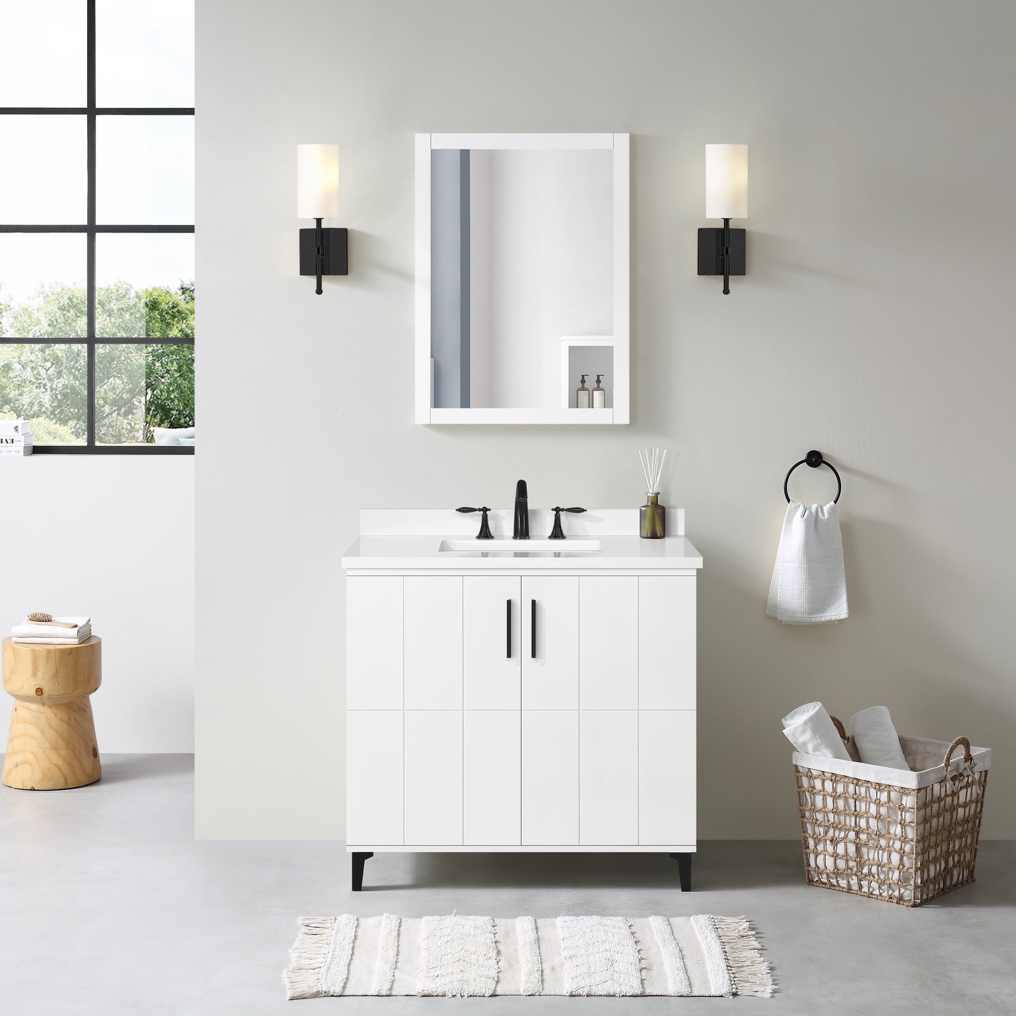 Ove Decors Zenia 36 in W x 22 in D Freestanding Bathroom Vanity with Sink, Matte White