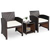 Costway 3PCS Patio Rattan Wicker Furniture Cushion Sofa Coffee Table Red