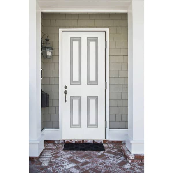 32 in. x 80 in. Element Series 4-Panel White Primed Steel Prehung Front Door with Left-Hand Outswing w/ 6-9/16 in. Frame