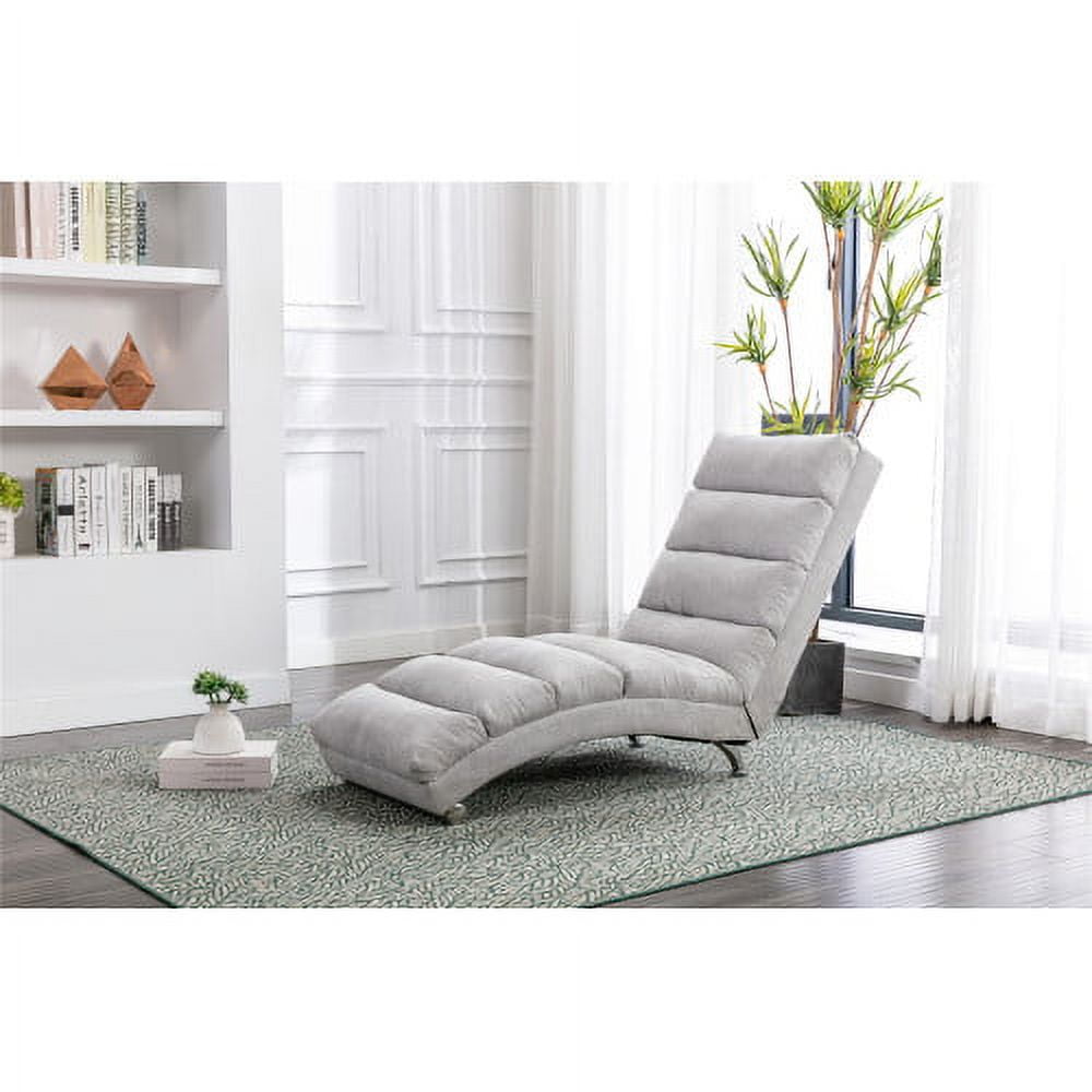 COOLMORE Linen Chaise Lounge Indoor Chair, Modern Long Lounger for Office or Living Room (Light Gray)