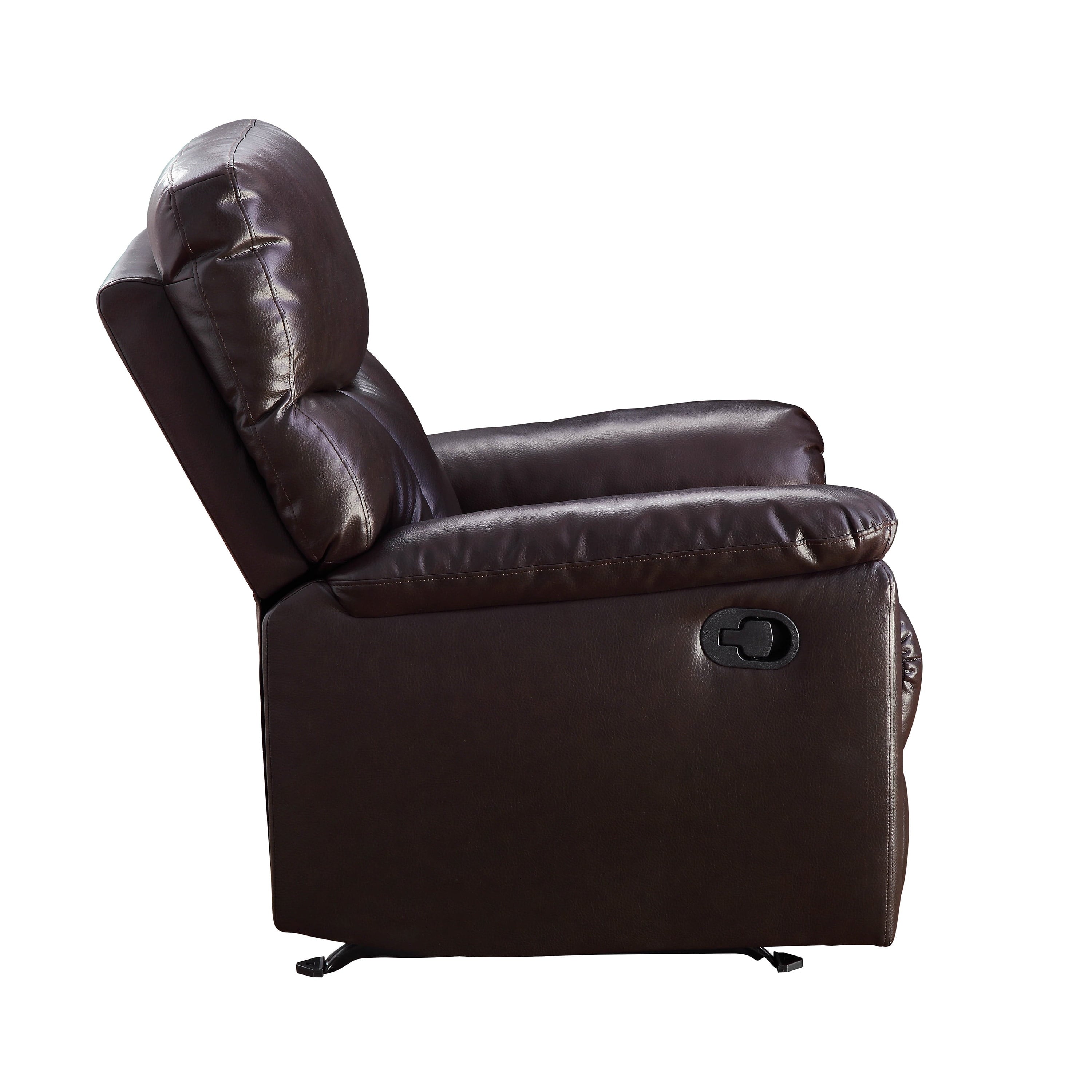 Serta Small Space Rocker Recliner, Chocolate Brown Faux Leather Upholstery