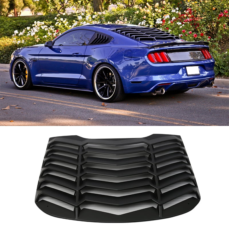 Ikon Motorsports Compatible with 15-23 Ford Mustang IKON Rear Window Louver Sun Shade Cover Windshield Vent - ABS 2015 2016 2017 2018 2019 2020