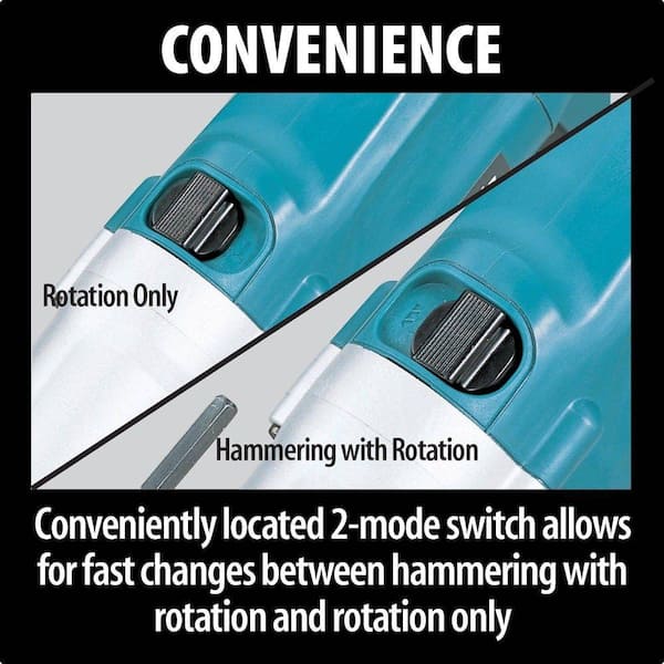 6.6 Amp 1/2 in. Corded Variable Speed Hammer Drill with Torque Limiter Side Handle Depth Gauge Chuck Key Hard Case